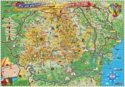 Harta Romaniei desenata pentru copii.Pe-un picior de plai, pe-o gura de rai.