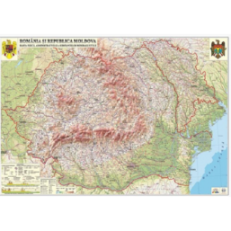 Romania si Republica Moldova. Harta administrativa şi a substanţelor minerale utile