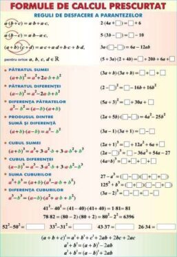 Plansa Formule de calcul prescurtat/Arii (duo)