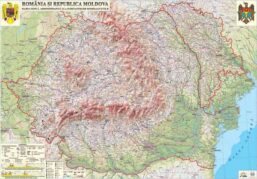 Alternative view of Romania si Republica Moldova. Harta fizica (fata)/Harta de contur (verso)