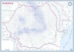 Romania si Republica Moldova. Harta fizica (fata)/Harta de contur (verso)