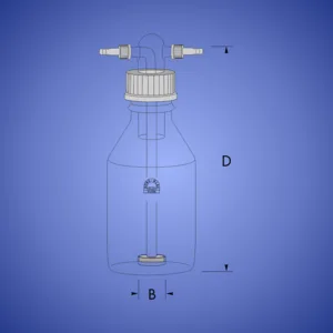 Sticlă de spălare gaze Robu Stereon/VitraPOR cu filet GL 45 și cap cu disc filtrant, 500 ml, porozitate 2
