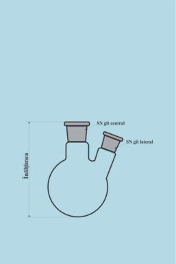 Alternative view of Round Bottom Flask with 2 Necks with Ground Glass Joint - 250 ml - SN central 19/26 - SN lateral 14/23 - H 134 mm