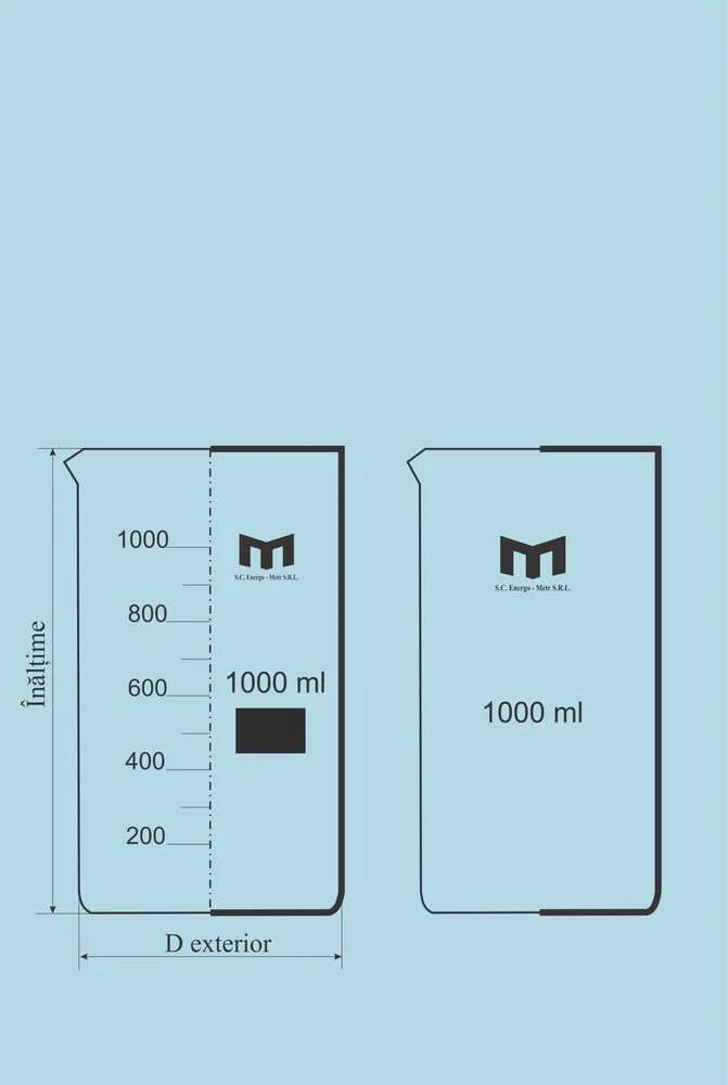 Pahar Berzelius Cilindric Gradat cu Cioc, Forma Inalta - 100 ml - imagine 2